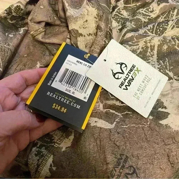 Realtree Jacket Mens XL Green Camoflauge Stretch Knit 1/4 Zip Outdoors ActiveNWT - Picture 12 of 12